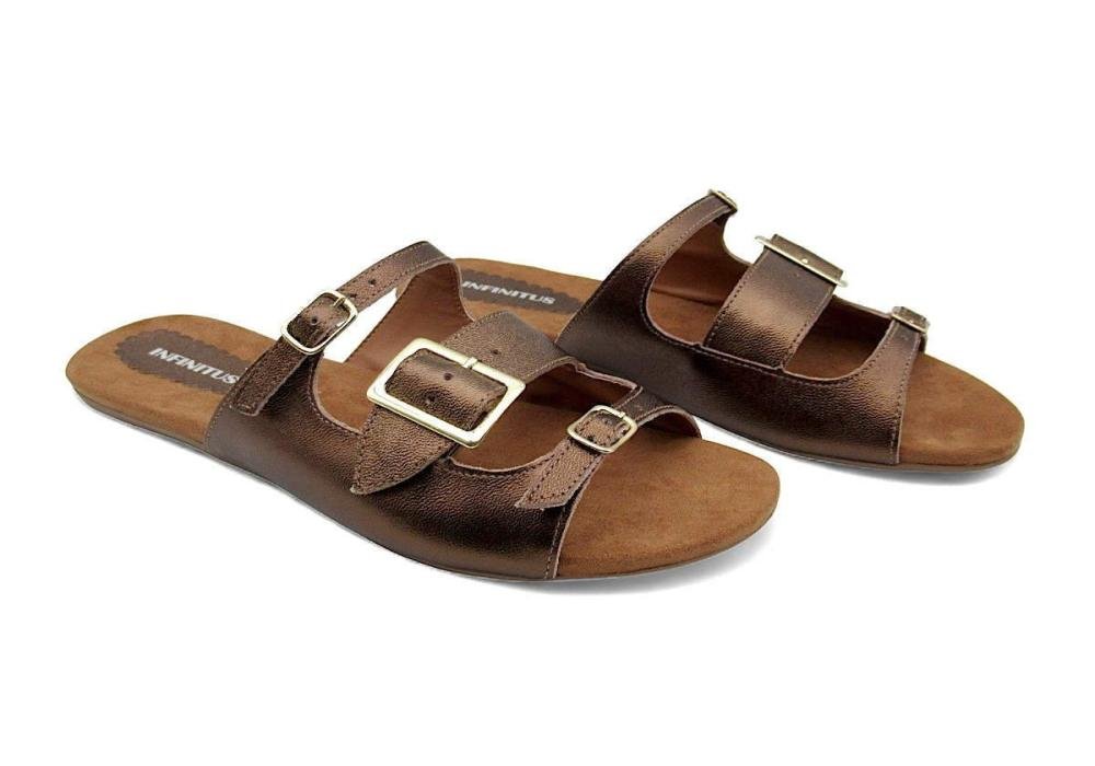 Tamanco Rasteiro Infinitus 28395 Bronze 2