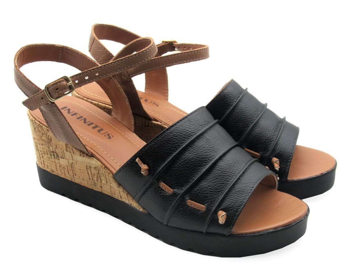 Sandália Feminina Infinitus 15176 Preto/Bege 2