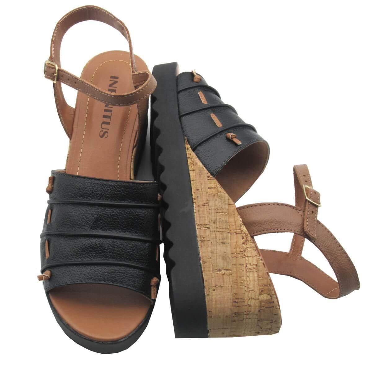 Sandália Feminina Infinitus 15176 Preto/Bege 4