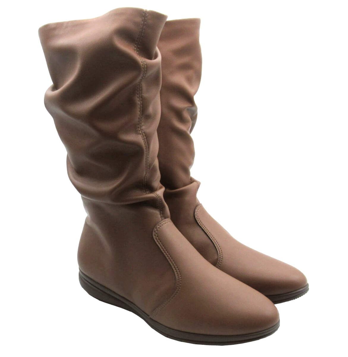 Bota Piccadilly Feminina Cano Médio Rasteira 261026 Marrom 2