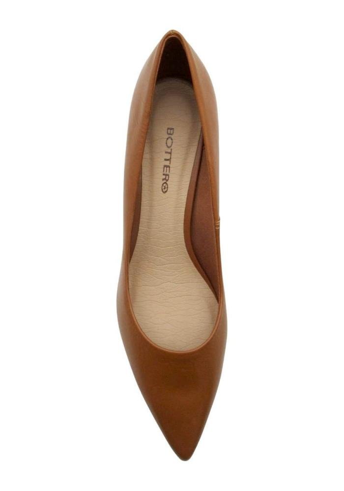 Scarpin Bottero de Couro  Feminino 354901 Salto Bloco Marrom 3