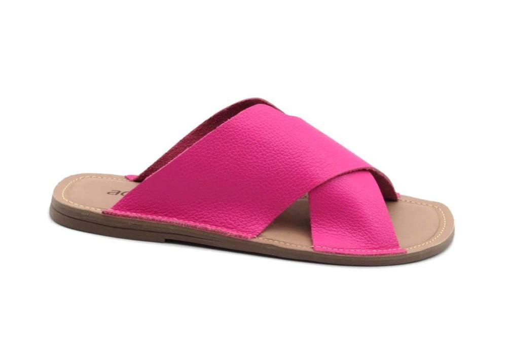 Tamanco de Couro Feminino Rasteiro Adhere 540-0019 Rosa Bebê 1