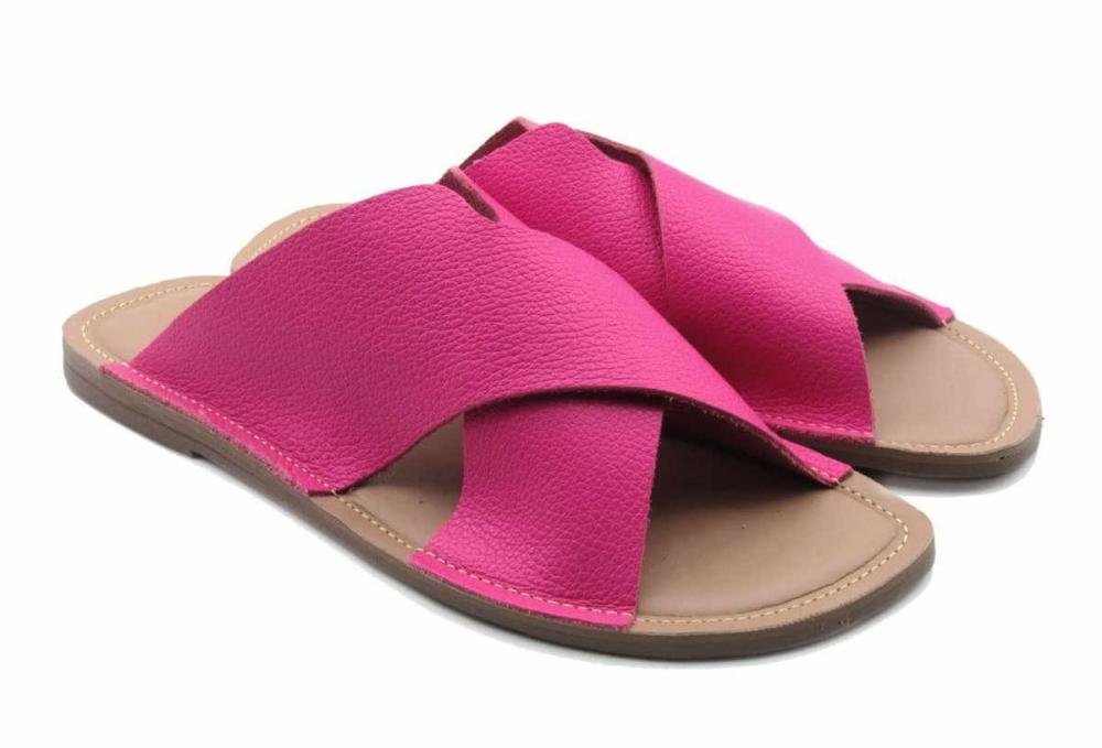 Tamanco de Couro Feminino Rasteiro Adhere 540-0019 Rosa Bebê 2