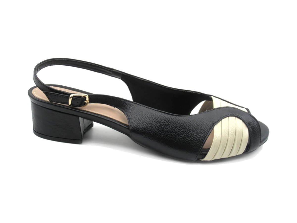 Sandália Feminina Marlinês 4818 de Couro Preto 1