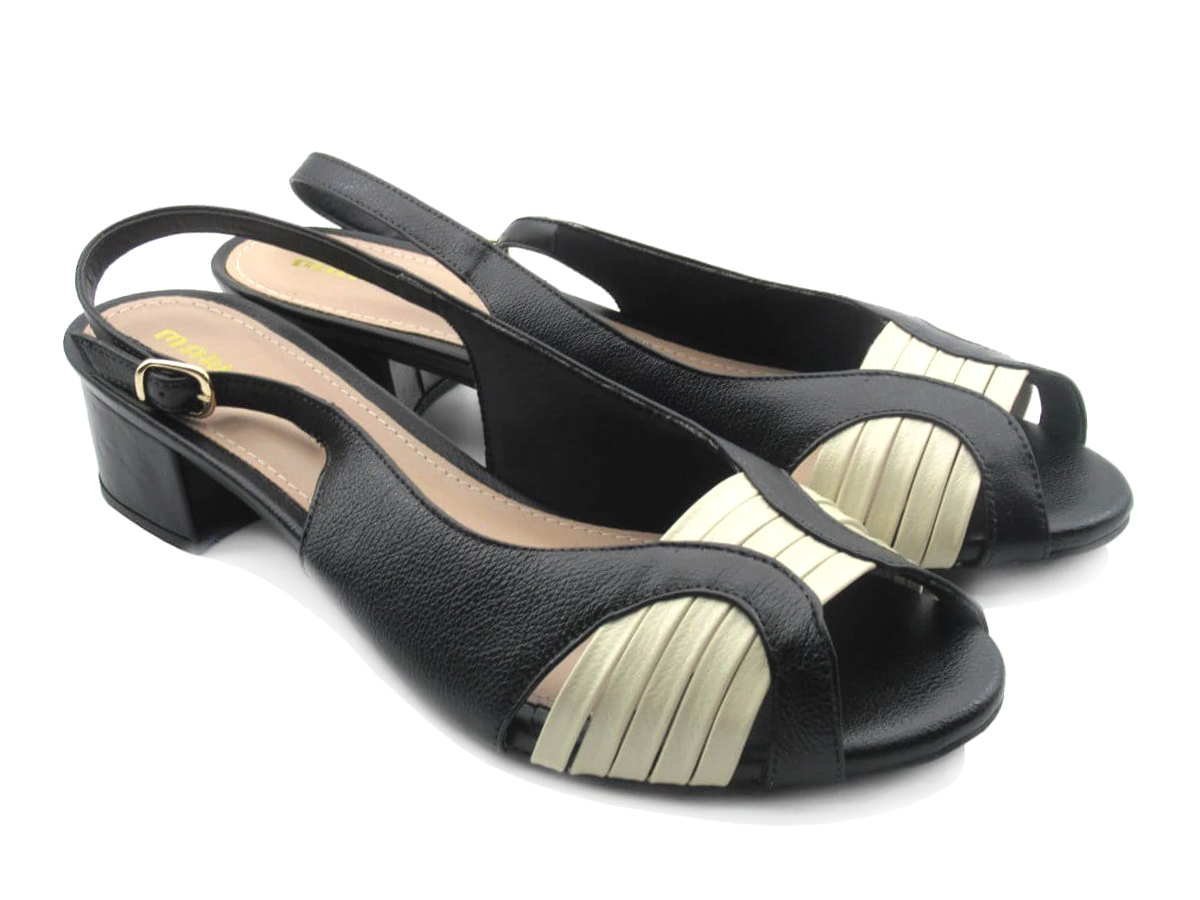 Sandália Feminina Marlinês 4818 de Couro Preto 2