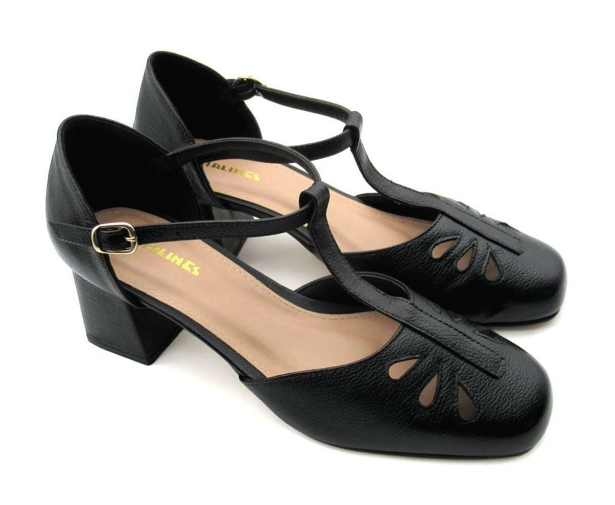 Sapato Feminino de Danças Social Marlinês 6601 Preto Preto 2