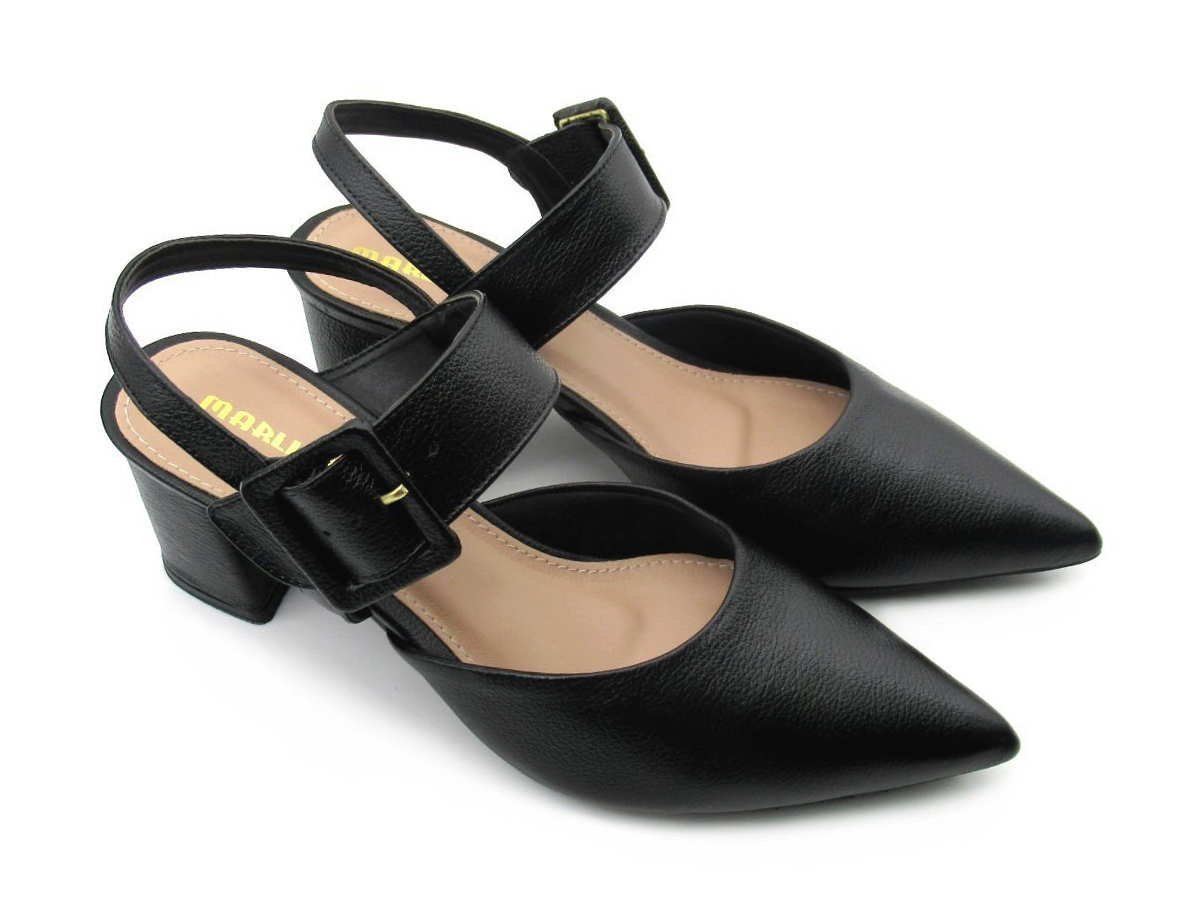 Sapato Scarpin Feminino em Couro Preto Marlinês 6205 Preto 2