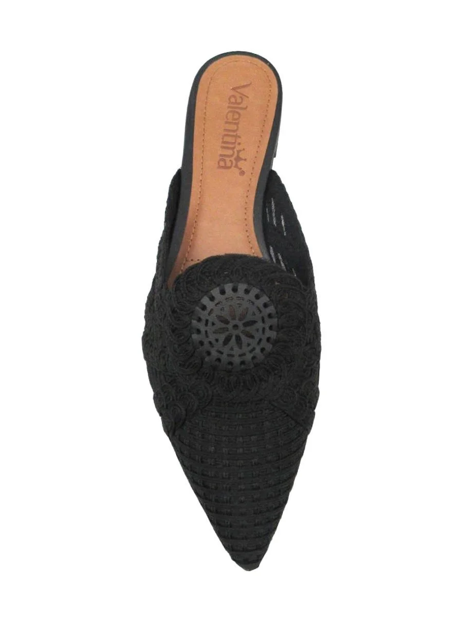 Mule Feminina Rasteira Valentina 373265 Crochê Preto 4