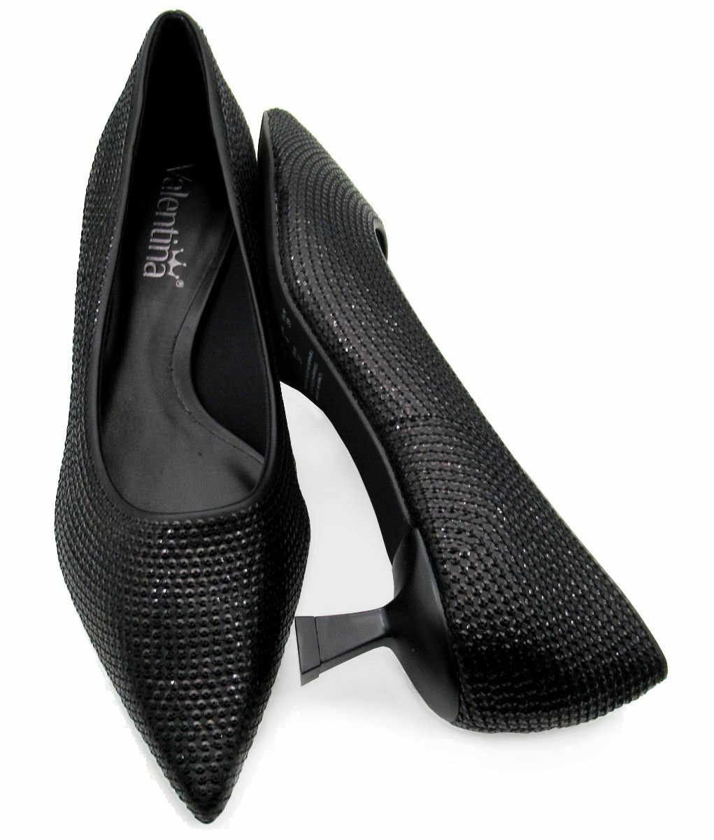 Scarpin Valentina 376018 Lantejoulas 3879 Preto 3
