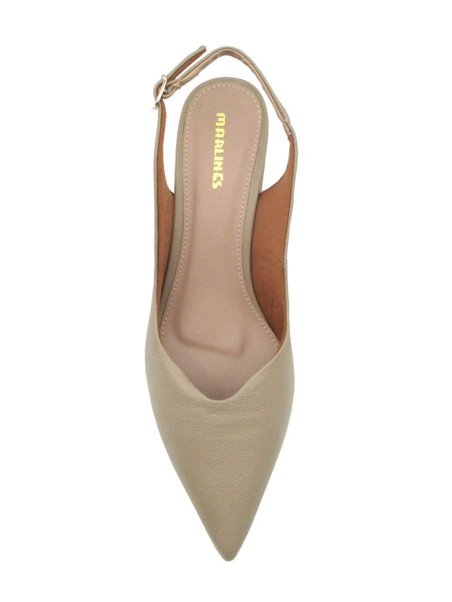 Sapato Scarpin Feminino Marlinês 6203 de Couro Bege 3