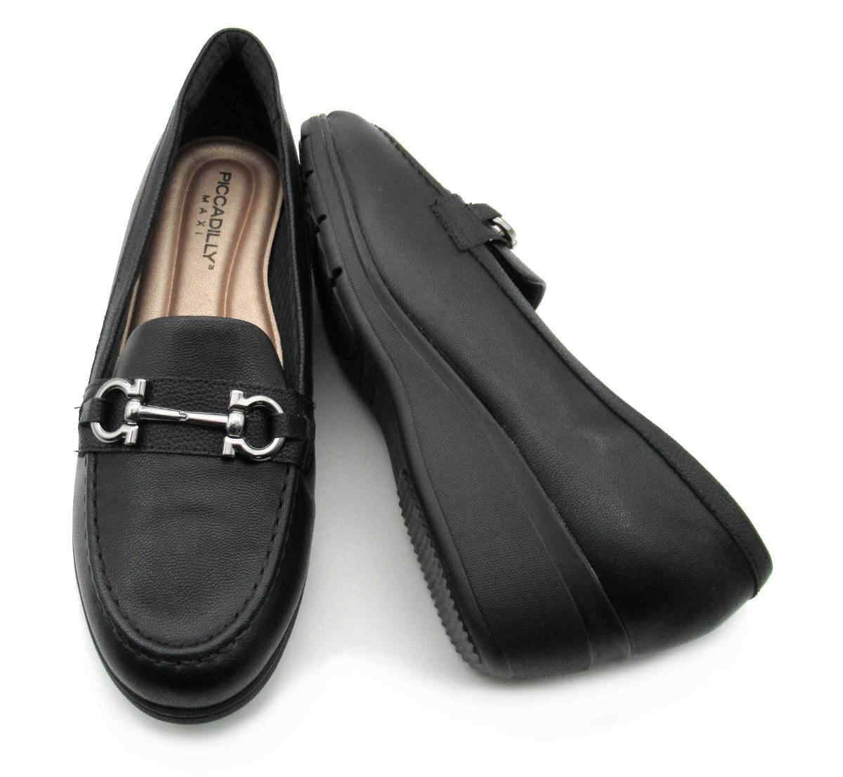 Sapato Piccadilly Feminino 117118 Anabela Preto Preto 4