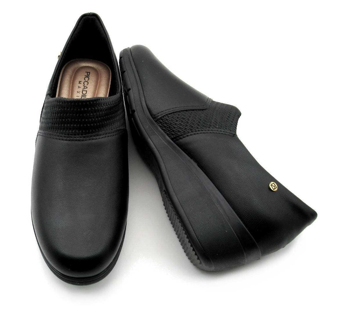 Sapato Anabela Piccadilly Feminino 117086 Preto Preto 5