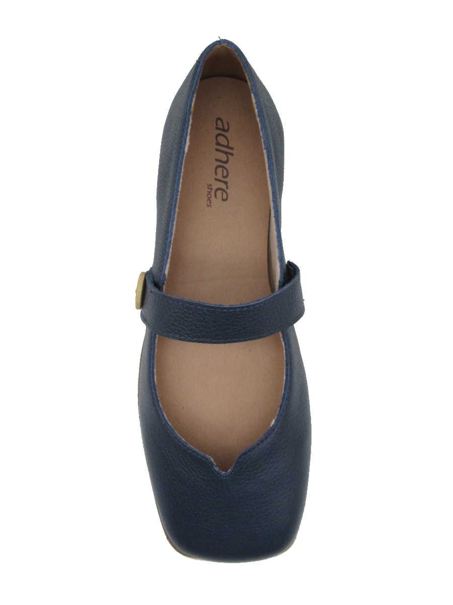 Sapatilha Feminina Bico Quadrado em Couro Adhere 9560110 Azul 3