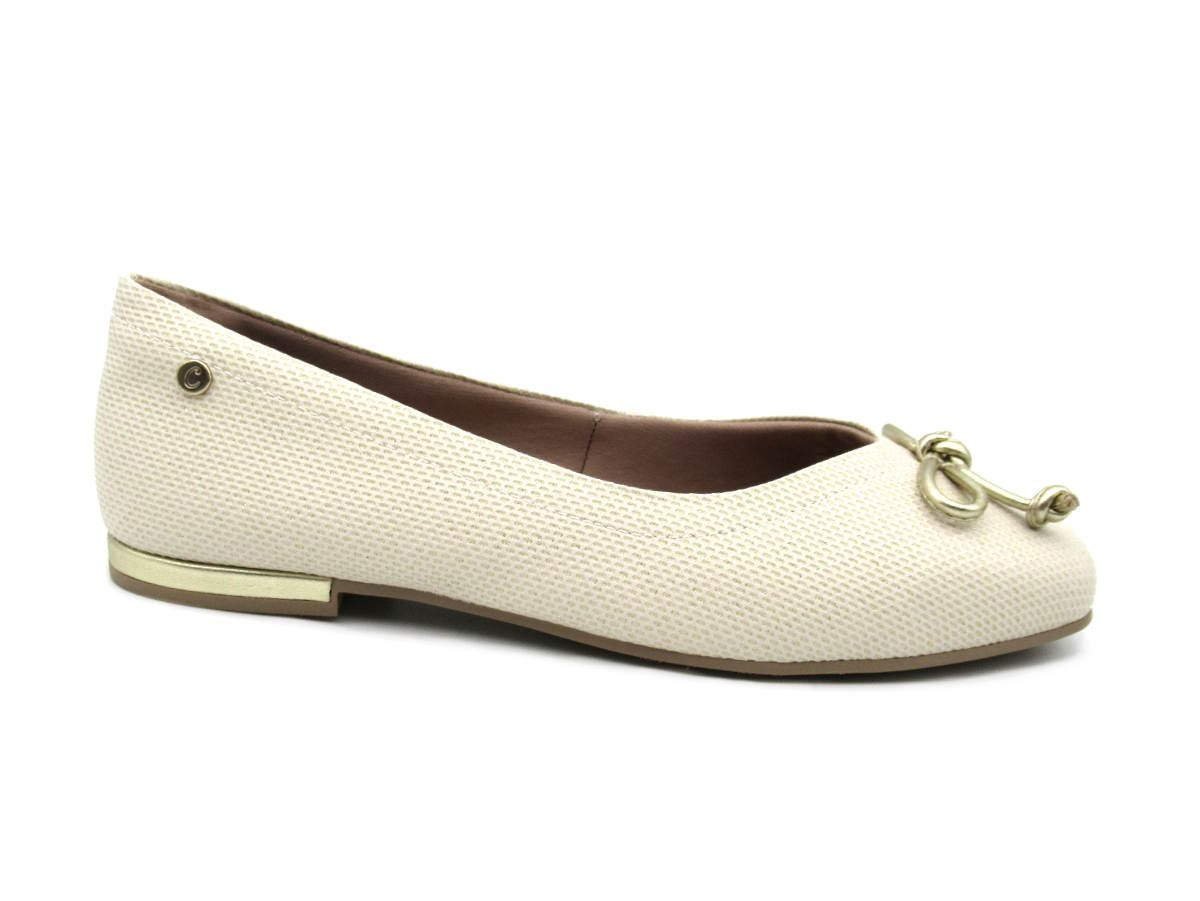 Sapatilha Campesí Bico Quadrado L9792 Marfim Bege 1