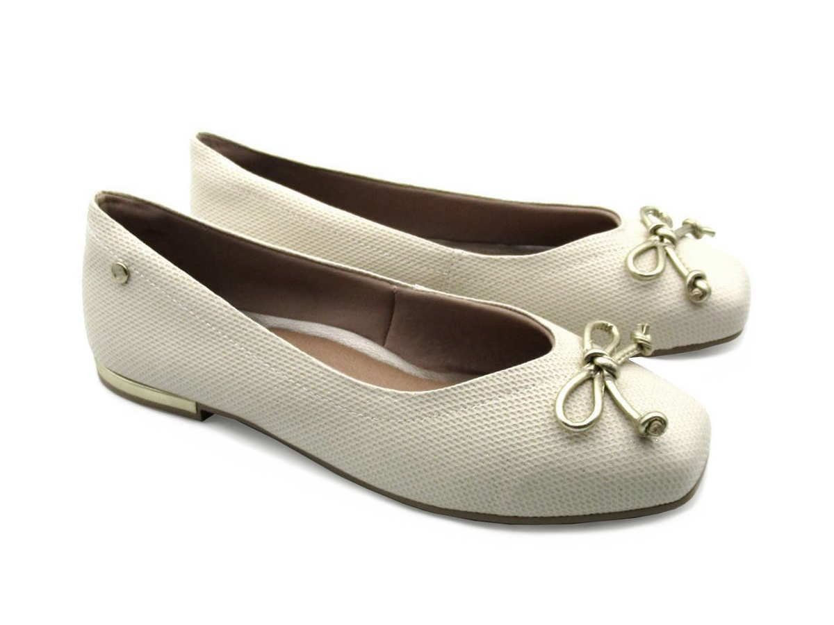 Sapatilha Campesí Bico Quadrado L9792 Marfim Bege 2