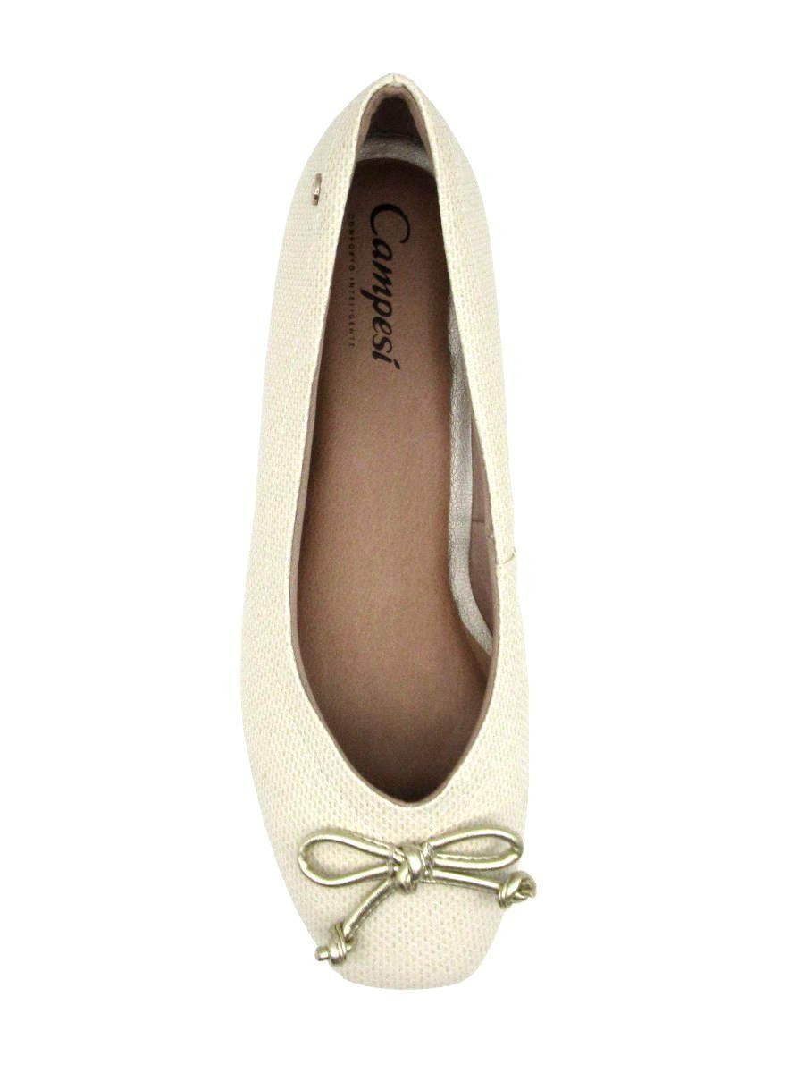 Sapatilha Campesí Bico Quadrado L9792 Marfim Bege 3