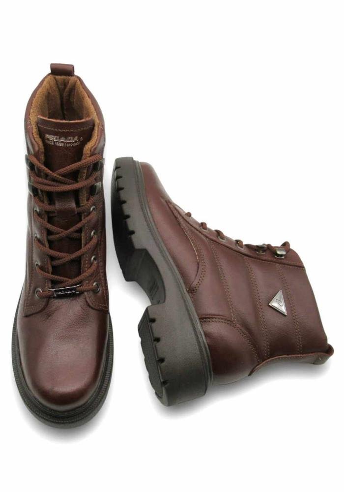 Bota Coturno Pegada Tratorada em Couro Preto 282402 Marrom 4