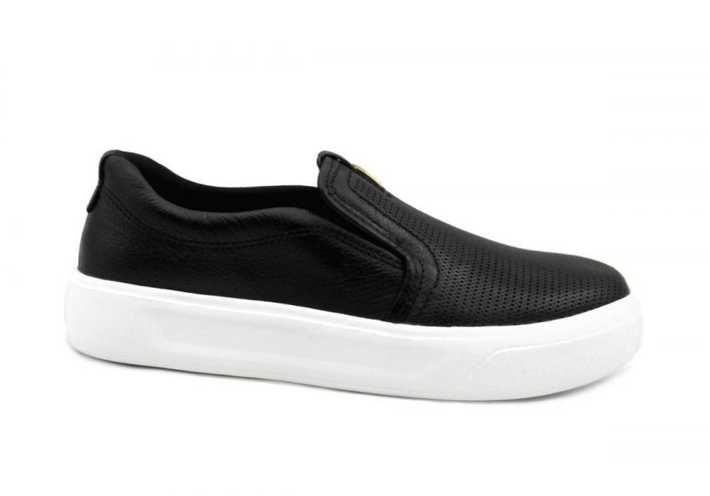 Sapatênis Pegada Feminino Casual em Couro Preto 211210 