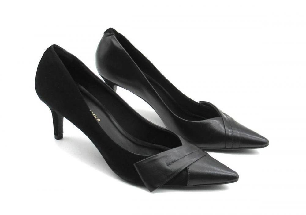 Scarpin Feminino de Couro Giulia Domna 405036 Social Preto 2