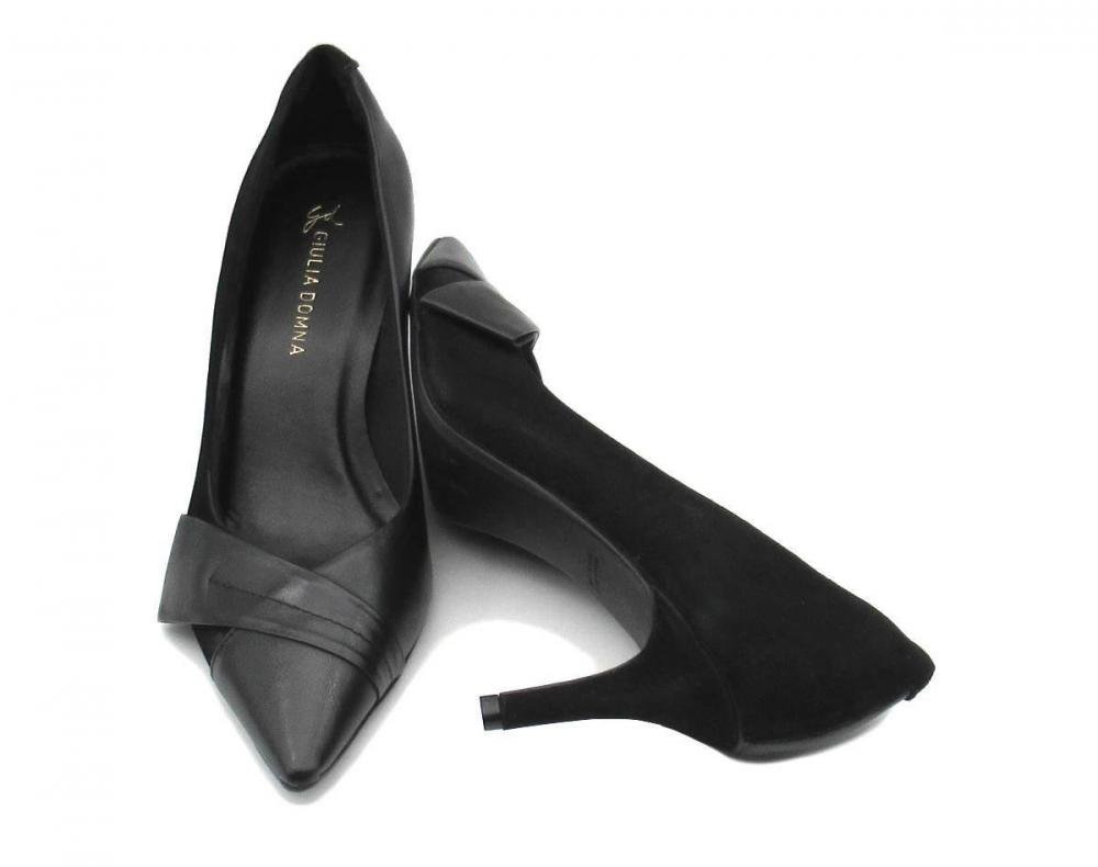 Scarpin Feminino de Couro Giulia Domna 405036 Social Preto 4