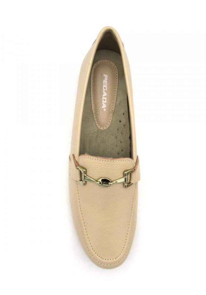 Sapato Feminino Pegada Loafer de Couro 229001 Bege 4