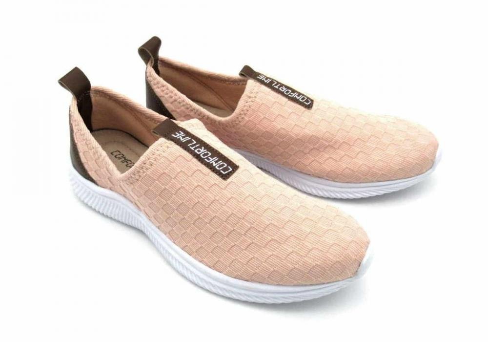 Tênis Feminino Malha Knit Confortline NJ14 Salmão 2