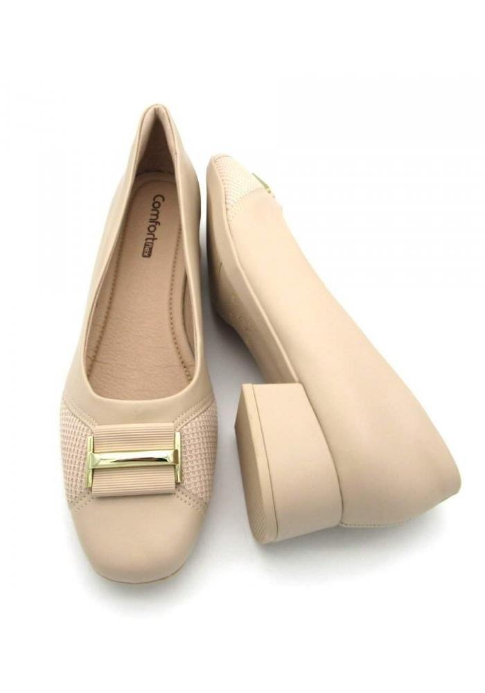 Sapato Scarpin Comfortflex Linha Joanete 2495303 Bege 4
