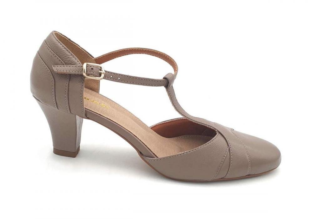 Sapato Feminino de Danças em Couro Marlinês 6505 Bege 1