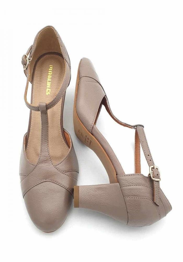 Sapato Feminino de Danças em Couro Marlinês 6505 Bege 4