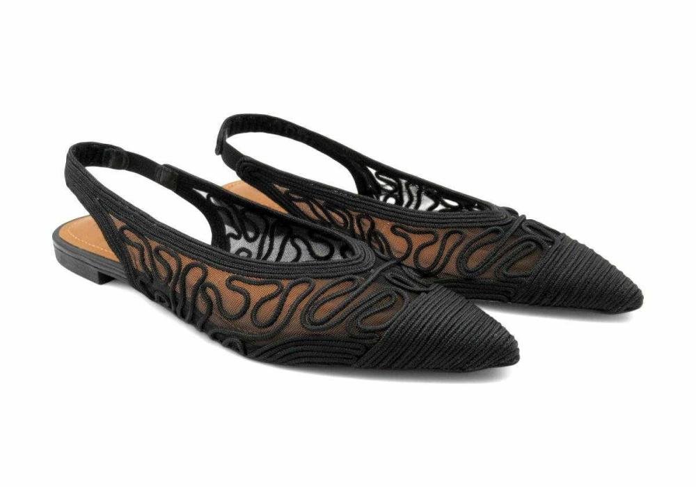 Sapatilha Feminina Crochê Slingback Valentina 373280 Preto 2