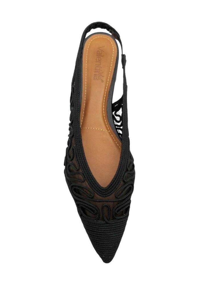 Sapatilha Feminina Crochê Slingback Valentina 373280 Preto 3