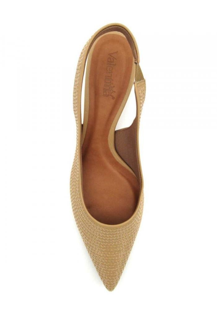 Sapato Scarpin Valentina Feminino 376019 Lantejoulas Bege 3