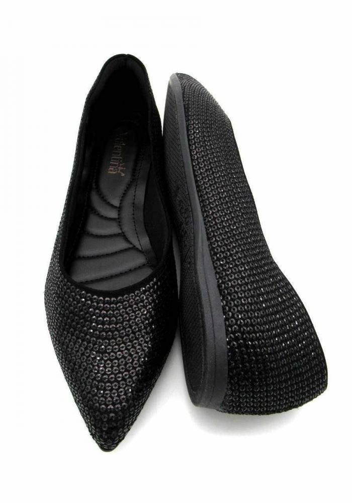 Sapatilha Feminina Valentina 375239 Lantejoulas Preta Preto 4