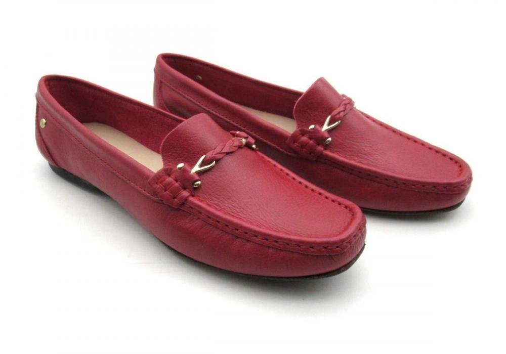 Sapato Mocassim Feminino de Couro Andacco 45011 Vermelho 2