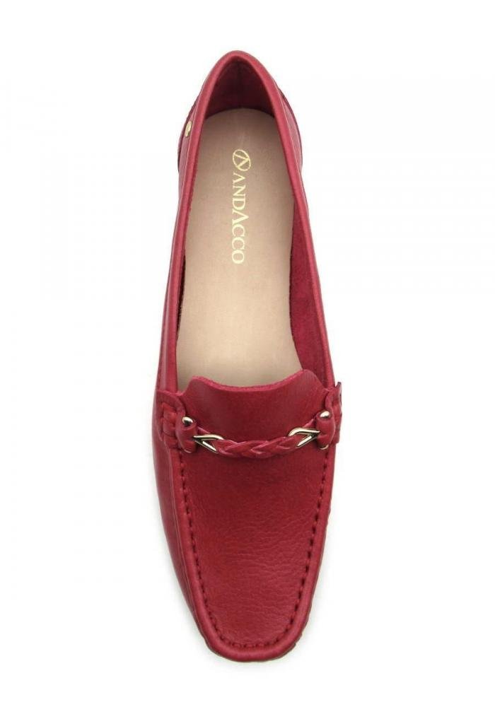 Sapato Mocassim Feminino de Couro Andacco 45011 Vermelho 3