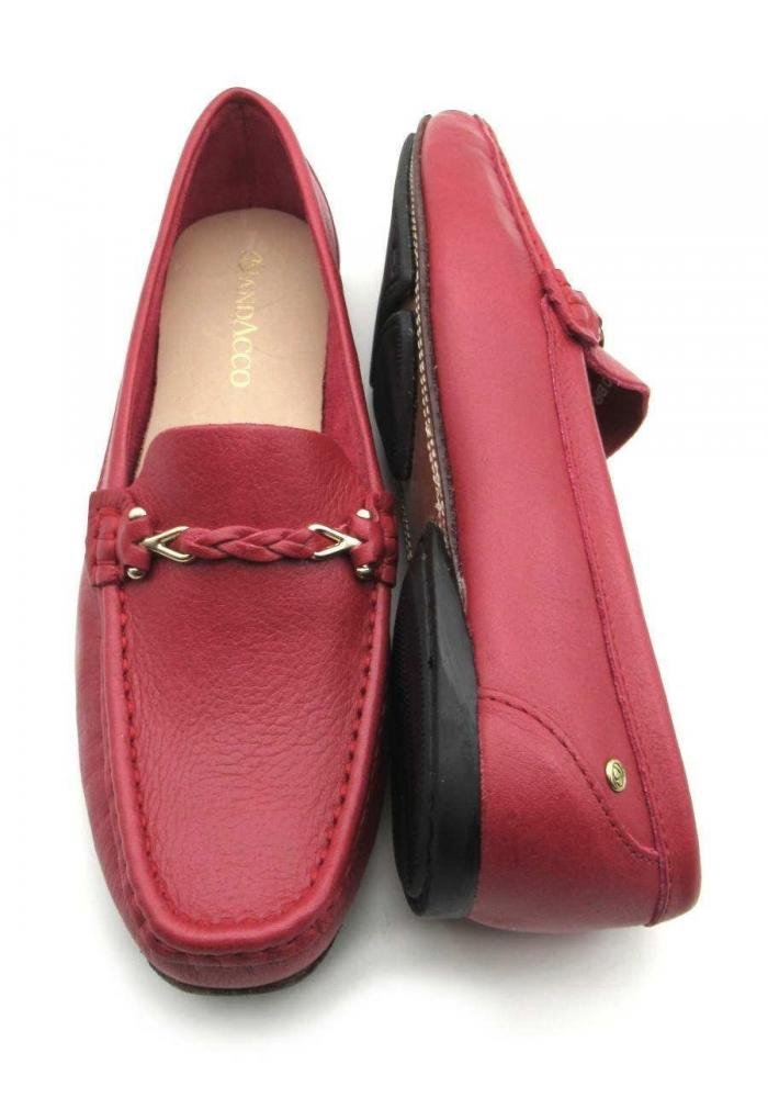 Sapato Mocassim Feminino de Couro Andacco 45011 Vermelho 4