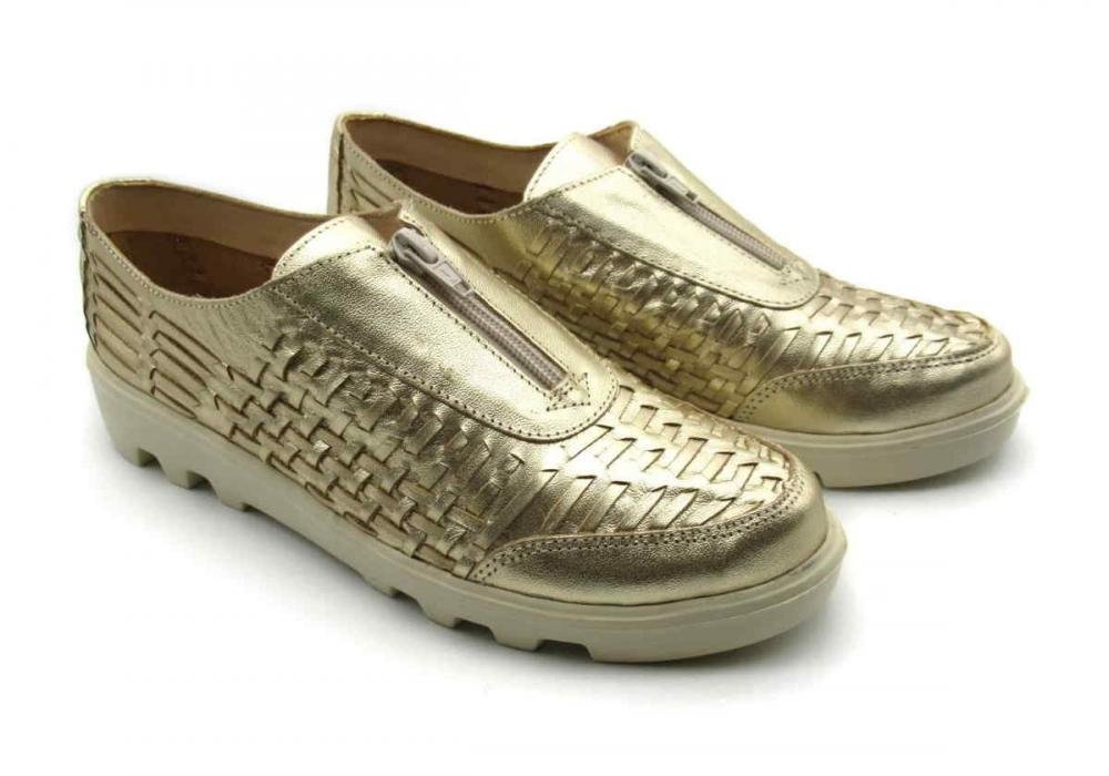 Sapato Feminino de Couro Rio de Luz 934 Tratorado Ouro 2