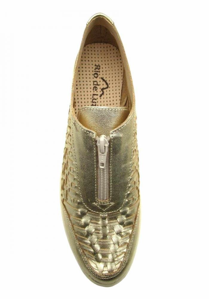 Sapato Feminino de Couro Rio de Luz 934 Tratorado Ouro 3