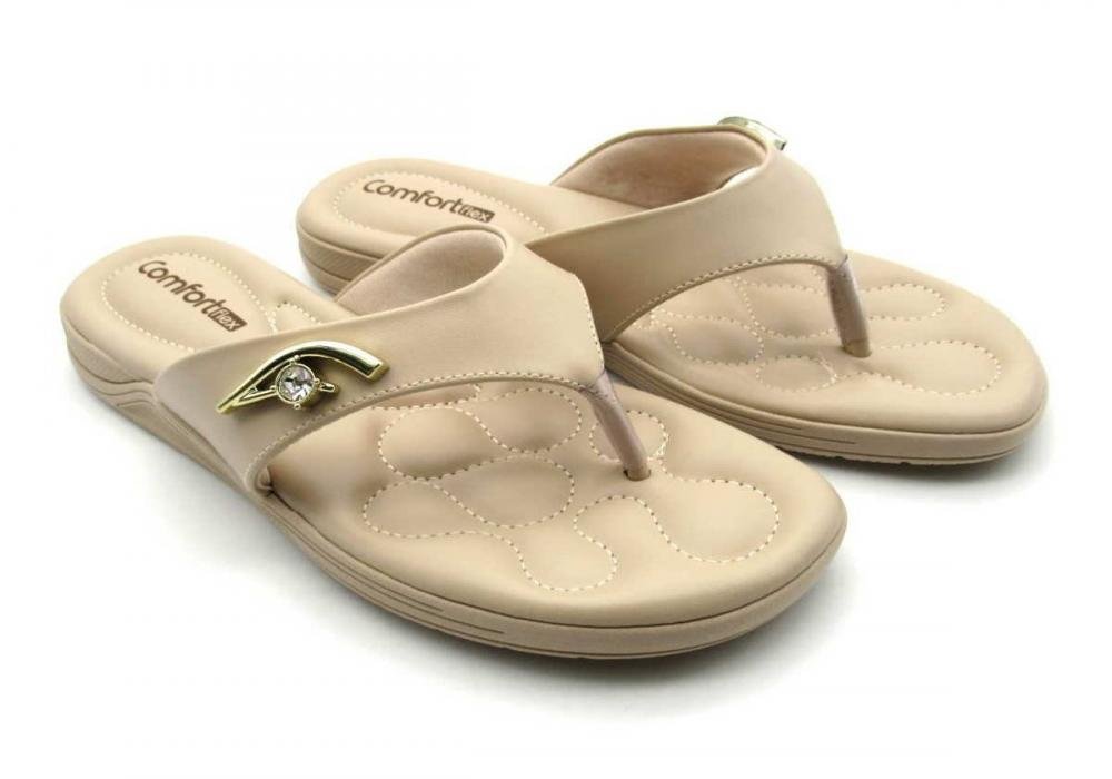 Tamanco Comfortflex Rasteiro De Dedo 2480403 Bege 2