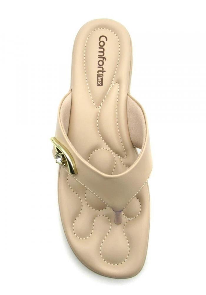 Tamanco Comfortflex Rasteiro De Dedo 2480403 Bege 3