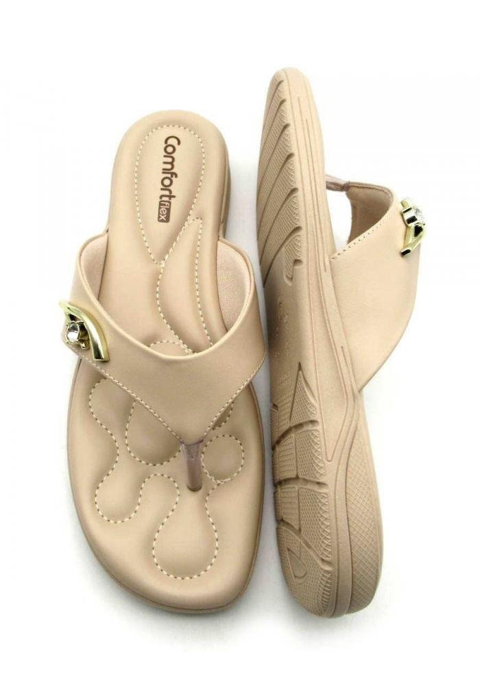 Tamanco Comfortflex Rasteiro De Dedo 2480403 Bege 4
