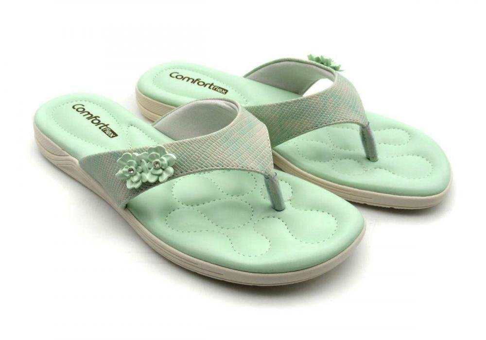 Tamanco Comfortflex Rasteiro De Dedo 2480401 Verde 2