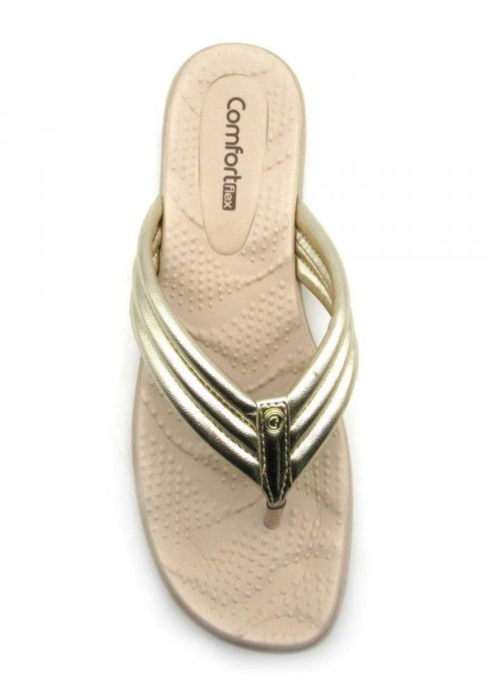 Tamanco Comfortflex Rasteiro De Dedo 2460401 Dourado 3