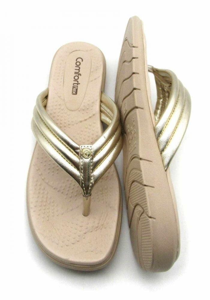 Tamanco Comfortflex Rasteiro De Dedo 2460401 Dourado 4