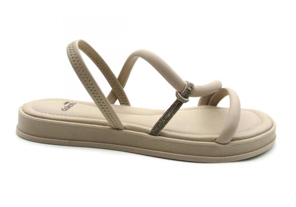 Sandália Dakota Feminina Flatform Conforto Y7613 Strass Bege 1
