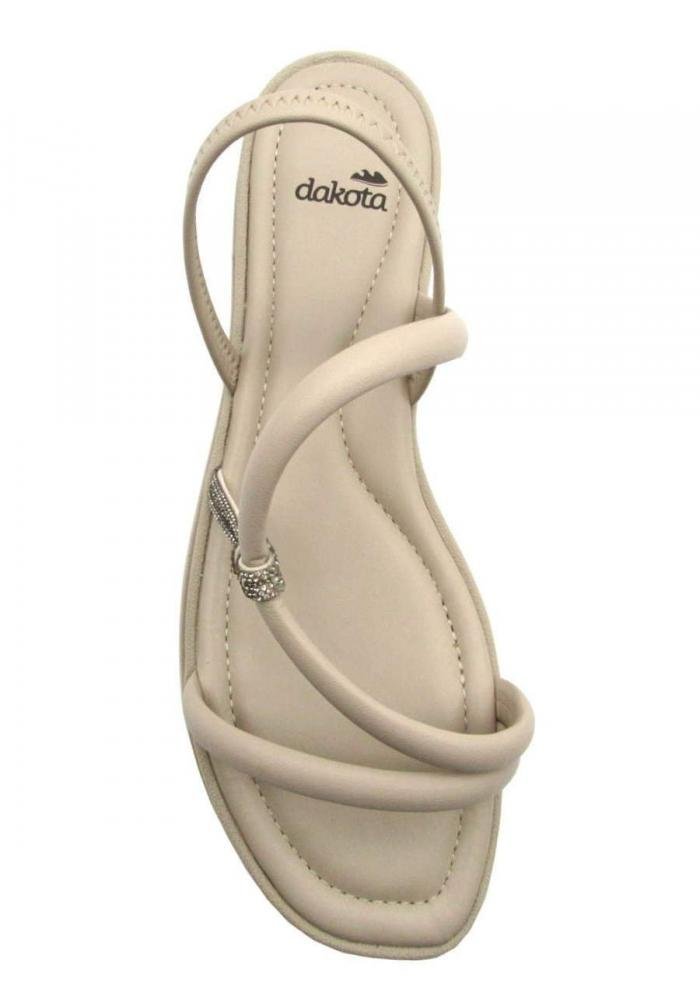 Sandália Dakota Feminina Flatform Conforto Y7613 Strass Bege 3
