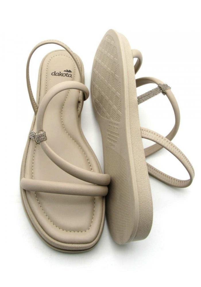 Sandália Dakota Feminina Flatform Conforto Y7613 Strass Bege 4