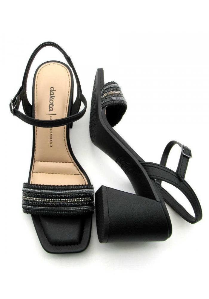 Sandália Dakota Feminina Salto Bloco Y8362 Preta Preto 2