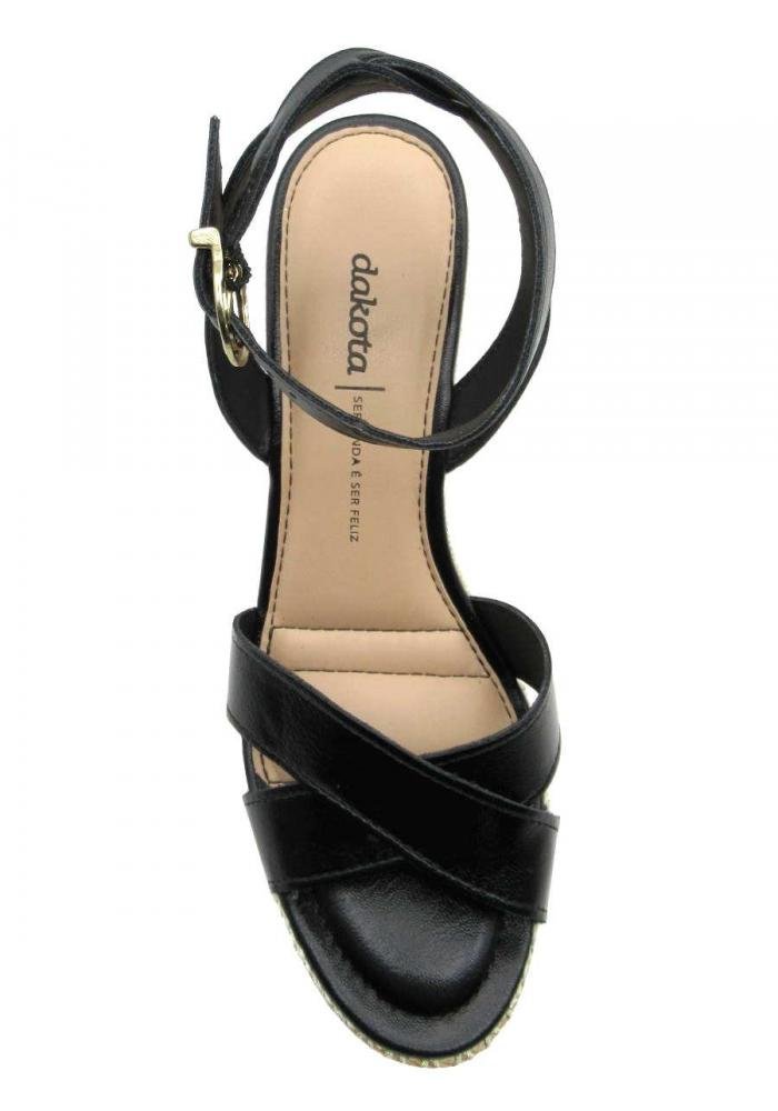 Sandália Dakota Espadrille Plataforma Anabela Y8261 Preta Preto 3