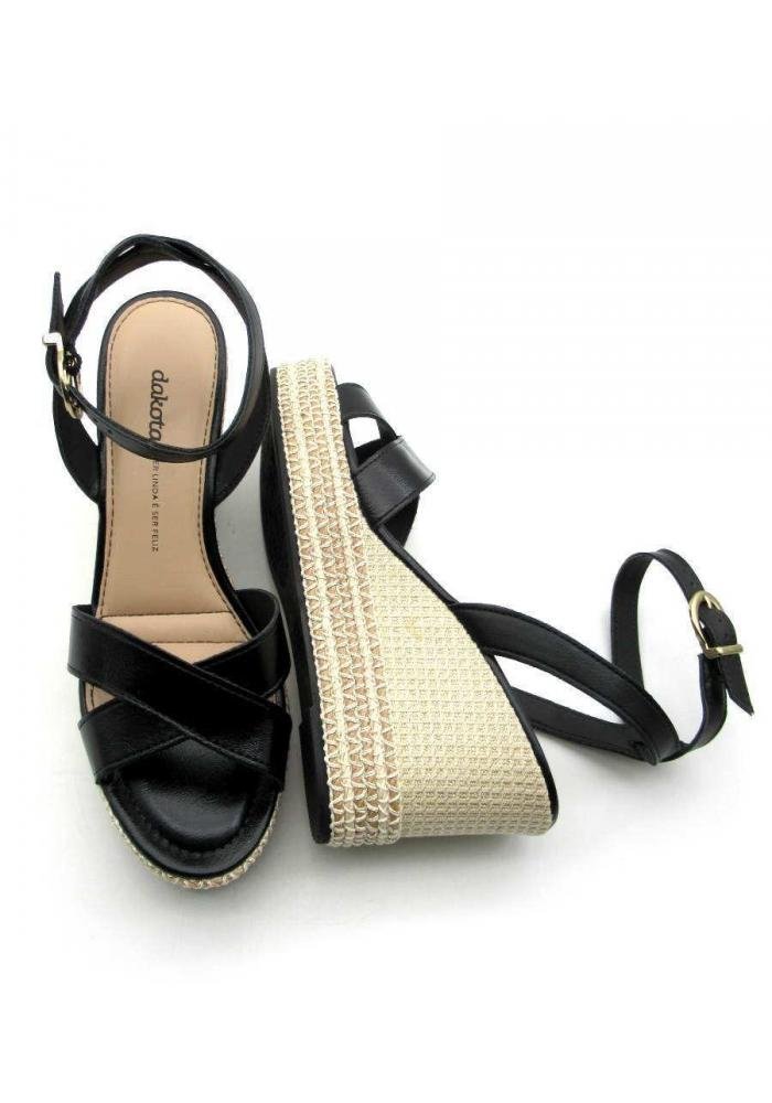 Sandália Dakota Espadrille Plataforma Anabela Y8261 Preta Preto 4